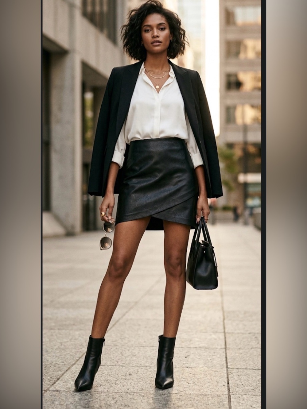 Club Monaco black faux leather  mini skirt